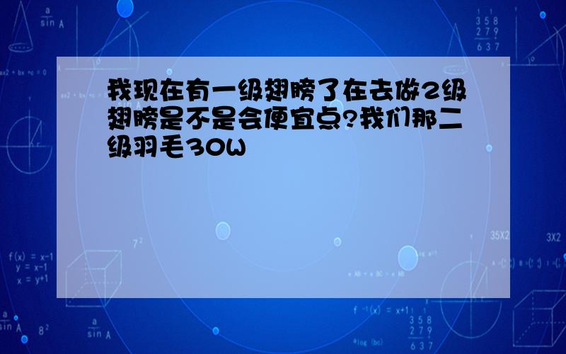 我现在有一级翅膀了在去做2级翅膀是不是会便宜点?我们那二级羽毛30W