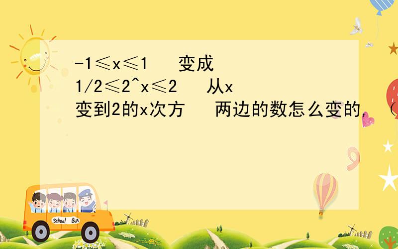 -1≤x≤1   变成   1/2≤2^x≤2   从x变到2的x次方   两边的数怎么变的, （不要笑话我问这种题）