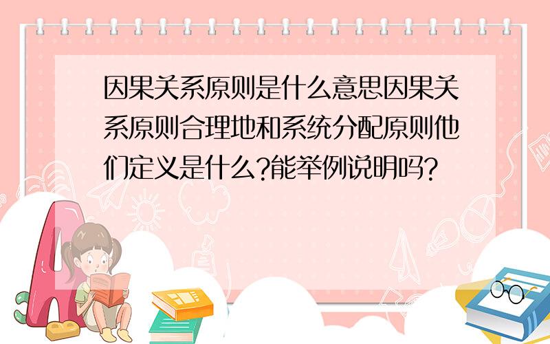 因果关系原则是什么意思因果关系原则合理地和系统分配原则他们定义是什么?能举例说明吗?