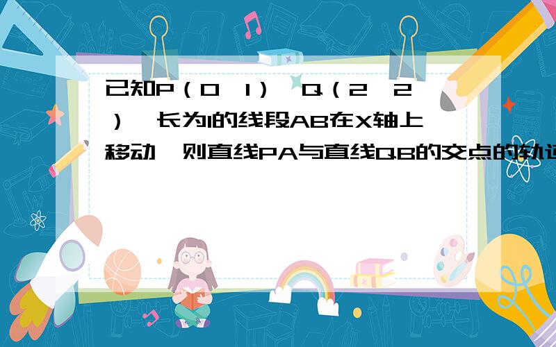 已知P（0,1）,Q（2,2）,长为1的线段AB在X轴上移动,则直线PA与直线QB的交点的轨迹方程.