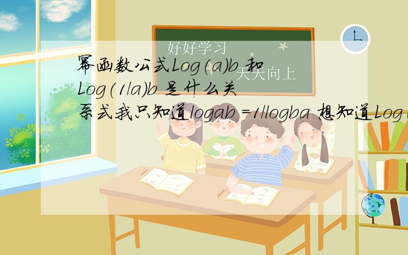 幂函数公式Log(a)b 和Log(1/a)b 是什么关系式我只知道logab =1/logba 想知道Log(a)b 和Log(1/a)b 有没有类似的关系