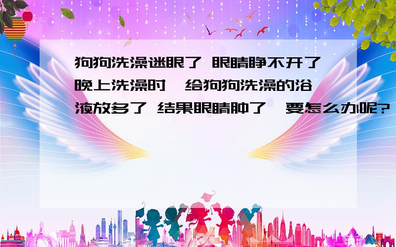 狗狗洗澡迷眼了 眼睛睁不开了晚上洗澡时  给狗狗洗澡的浴液放多了 结果眼睛肿了  要怎么办呢?