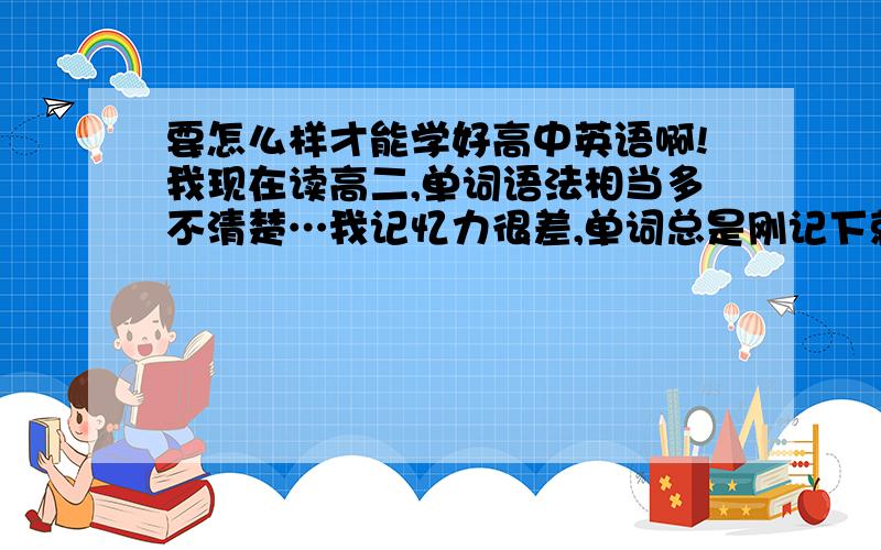 要怎么样才能学好高中英语啊!我现在读高二,单词语法相当多不清楚…我记忆力很差,单词总是刚记下就忘记了.语法可以说一窍不通,