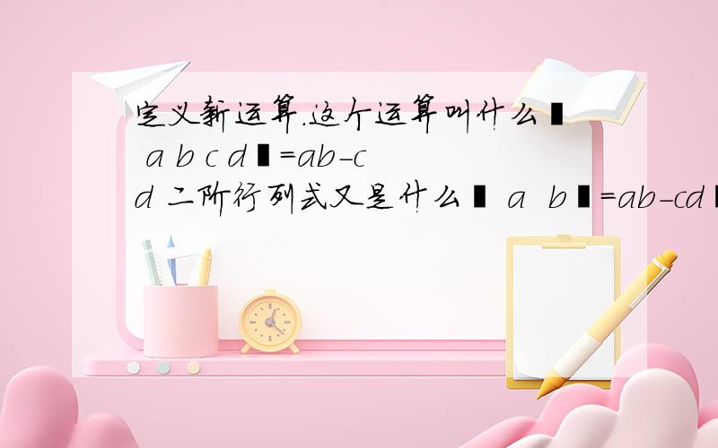 定义新运算.这个运算叫什么丨 a b c d丨=ab-cd 二阶行列式又是什么丨 a  b丨=ab-cd丨 c  d丨