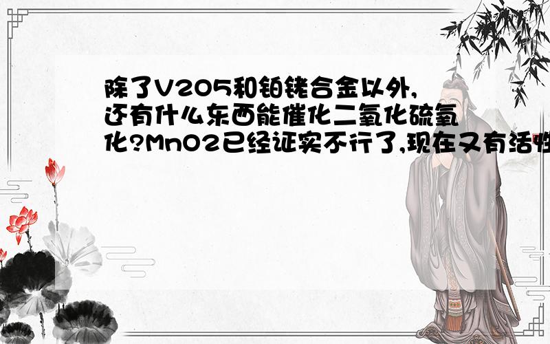 除了V2O5和铂铑合金以外,还有什么东西能催化二氧化硫氧化?MnO2已经证实不行了,现在又有活性炭、Fe2O3的说法