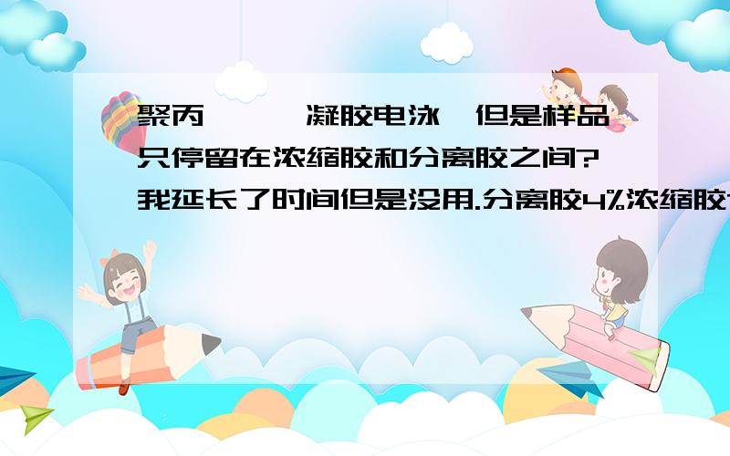 聚丙烯酰胺凝胶电泳,但是样品只停留在浓缩胶和分离胶之间?我延长了时间但是没用.分离胶4%浓缩胶7%