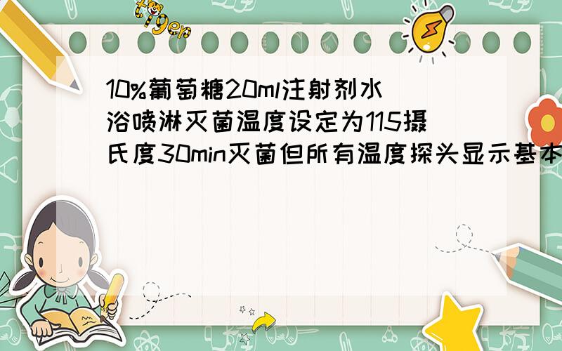 10%葡萄糖20ml注射剂水浴喷淋灭菌温度设定为115摄氏度30min灭菌但所有温度探头显示基本在116摄氏度上,是什么原因,对注射剂有多大的影响?