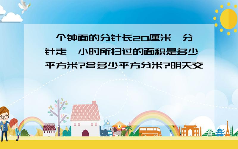 一个钟面的分针长20厘米,分针走一小时所扫过的面积是多少平方米?合多少平方分米?明天交,