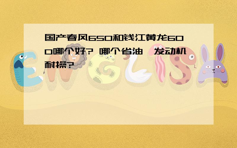 国产春风650和钱江黄龙600哪个好? 哪个省油,发动机耐操?