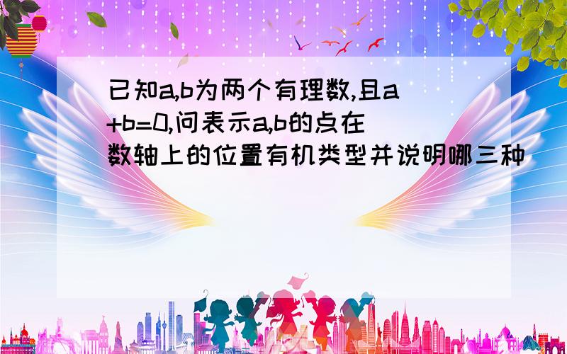 已知a,b为两个有理数,且a+b=0,问表示a,b的点在数轴上的位置有机类型并说明哪三种