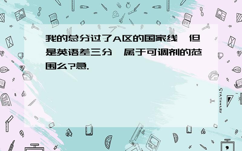 我的总分过了A区的国家线,但是英语差三分,属于可调剂的范围么?急.