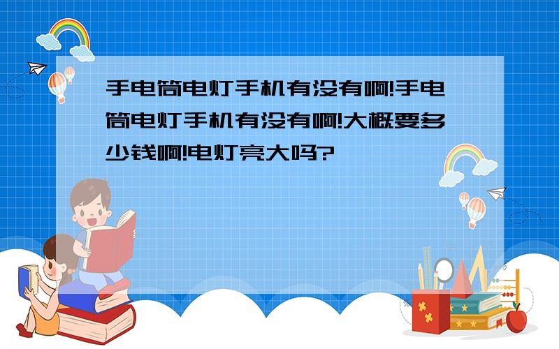 手电筒电灯手机有没有啊!手电筒电灯手机有没有啊!大概要多少钱啊!电灯亮大吗?