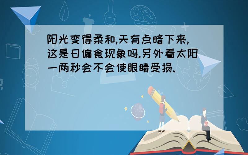 阳光变得柔和,天有点暗下来,这是日偏食现象吗.另外看太阳一两秒会不会使眼睛受损.