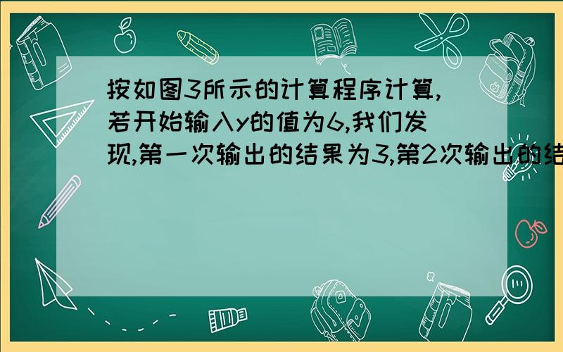 按如图3所示的计算程序计算,若开始输入y的值为6,我们发现,第一次输出的结果为3,第2次输出的结果为8,……请你探索第2011次输出的结果为_____.输入y,y为奇数y+5,y为偶数1/2y,输出