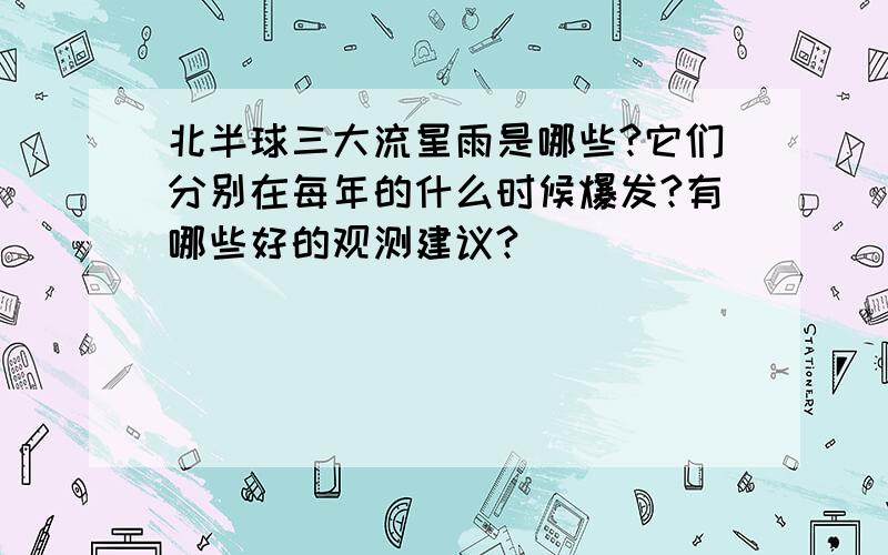 北半球三大流星雨是哪些?它们分别在每年的什么时候爆发?有哪些好的观测建议?