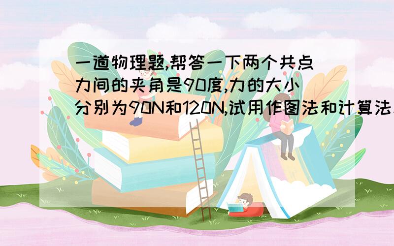 一道物理题,帮答一下两个共点力间的夹角是90度,力的大小分别为90N和120N,试用作图法和计算法求合力的大小和方向