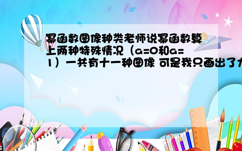 幂函数图像种类老师说幂函数算上两种特殊情况（a=0和a=1）一共有十一种图像 可是我只画出了九种啊 请教另外两种是什么?