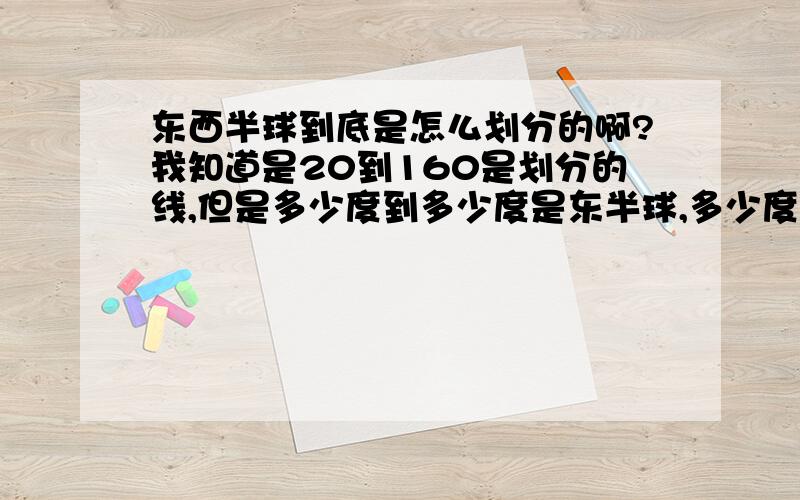 东西半球到底是怎么划分的啊?我知道是20到160是划分的线,但是多少度到多少度是东半球,多少度到多少度是西半球啊?还有,要会考了,地理背诵有什么诀窍?