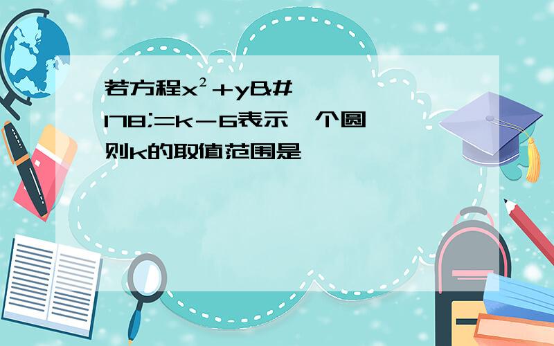 若方程x²+y²=k－6表示一个圆,则k的取值范围是