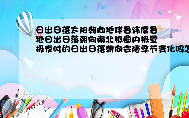 日出日落太阳朝向地球各纬度各地日出日落朝向南北极圈内极昼极夜时的日出日落朝向会随季节变化吗怎样变