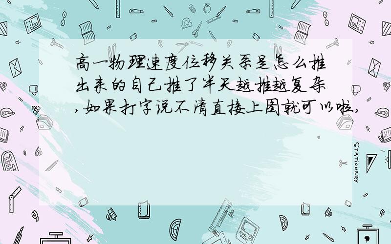 高一物理速度位移关系是怎么推出来的自己推了半天越推越复杂,如果打字说不清直接上图就可以啦,