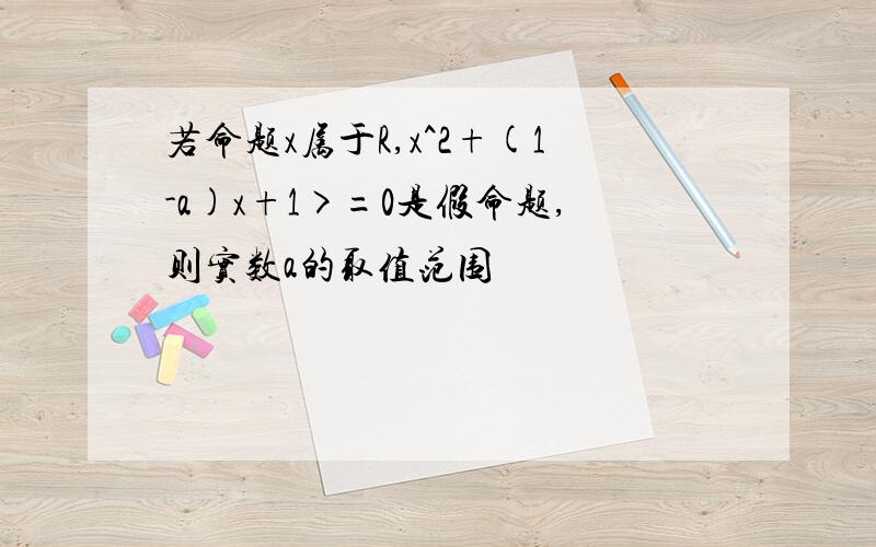 若命题x属于R,x^2+(1-a)x+1>=0是假命题,则实数a的取值范围