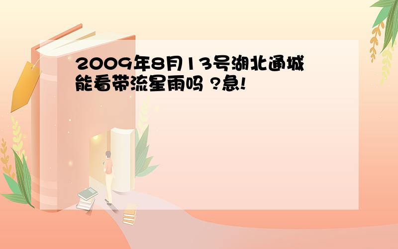 2009年8月13号湖北通城能看带流星雨吗 ?急!