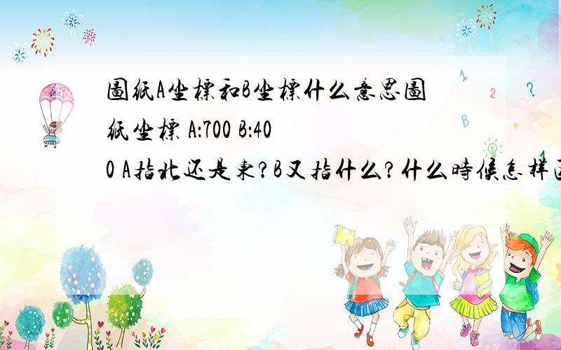 图纸A坐标和B坐标什么意思图纸坐标 A：700 B：400 A指北还是东?B又指什么?什么时候怎样区分工程坐标和直角坐标系?