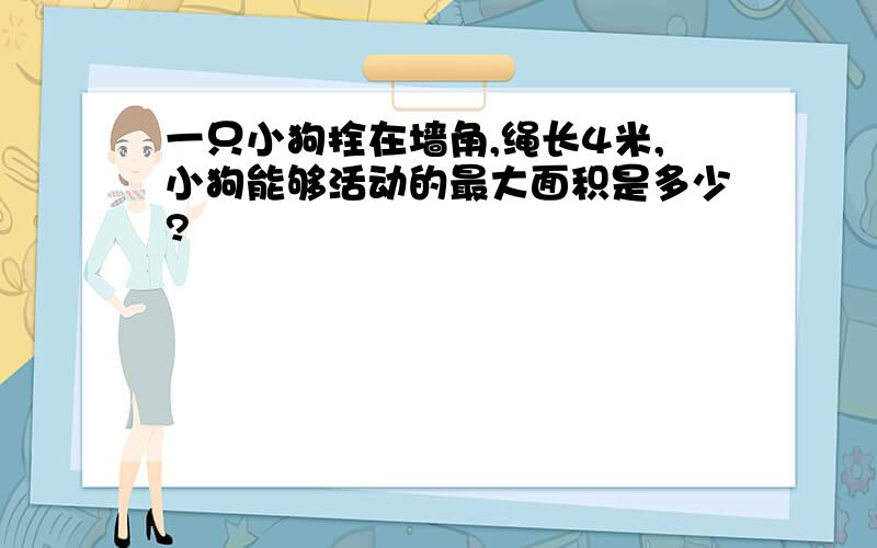 一只小狗拴在墙角,绳长4米,小狗能够活动的最大面积是多少?