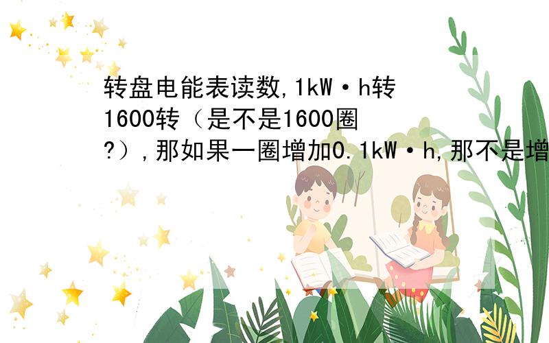 转盘电能表读数,1kW·h转1600转（是不是1600圈?）,那如果一圈增加0.1kW·h,那不是增加了160kW·h?