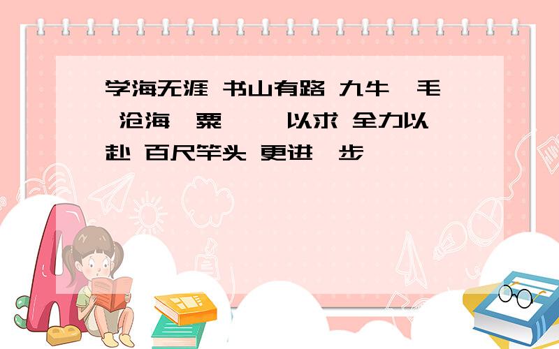 学海无涯 书山有路 九牛一毛 沧海一粟 孜孜以求 全力以赴 百尺竿头 更进一步