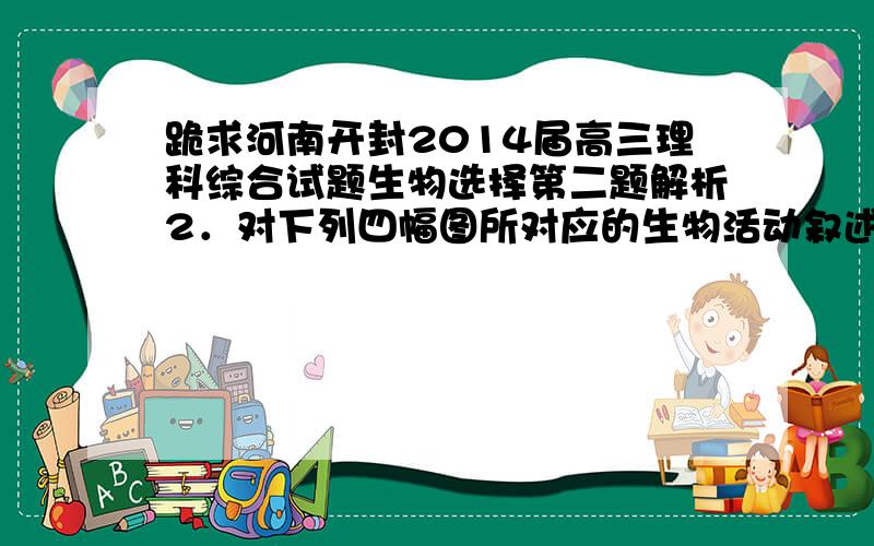 跪求河南开封2014届高三理科综合试题生物选择第二题解析2．对下列四幅图所对应的生物活动叙述错误的是  A. 若增温至适宜温度（其他条件不变）,则示其生成物量变化的是图a中虚线  B．若