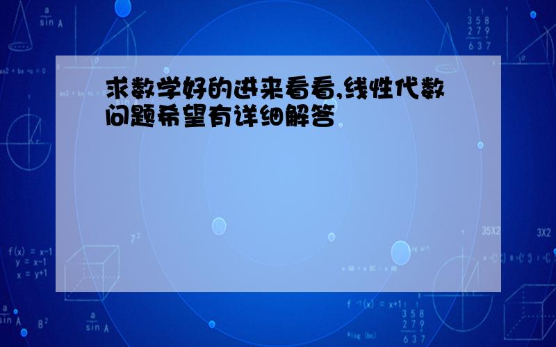 求数学好的进来看看,线性代数问题希望有详细解答