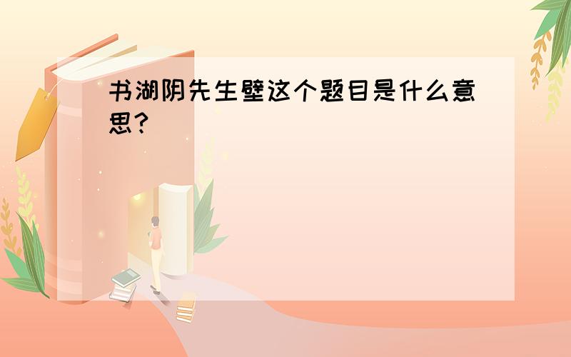 书湖阴先生壁这个题目是什么意思?