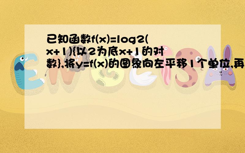 已知函数f(x)=log2(x+1){以2为底x+1的对数},将y=f(x)的图象向左平移1个单位,再将图像上的所有点的纵坐标伸长到原来的2倍（横坐标不变）得到函数y=g(x)的图像.（1）求y=g(x)的解析式及定义域；（2