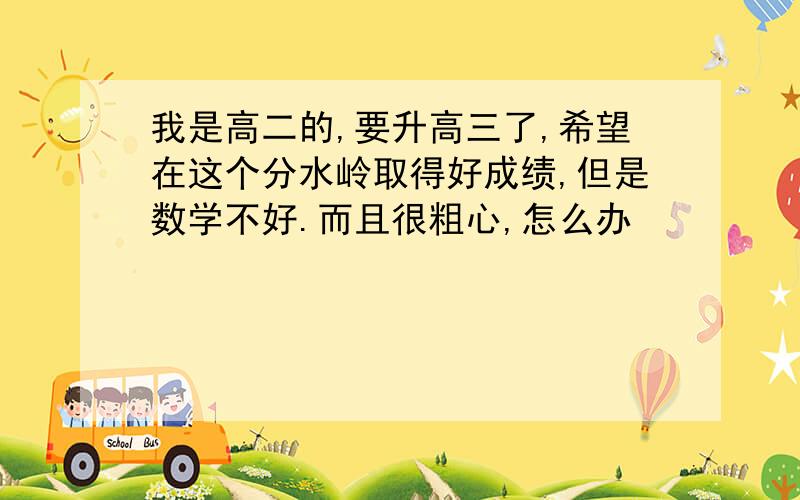 我是高二的,要升高三了,希望在这个分水岭取得好成绩,但是数学不好.而且很粗心,怎么办