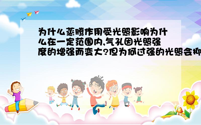 为什么蒸腾作用受光照影响为什么在一定范围内,气孔因光照强度的增强而变大?但为何过强的光照会抑制蒸腾作用