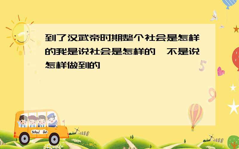 到了汉武帝时期整个社会是怎样的我是说社会是怎样的,不是说怎样做到的