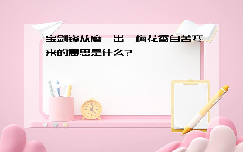 宝剑锋从磨砺出,梅花香自苦寒来的意思是什么?