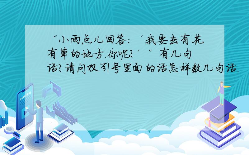 “小雨点儿回答：‘我要去有花有草的地方.你呢?’”有几句话?请问双引号里面的话怎样数几句话.