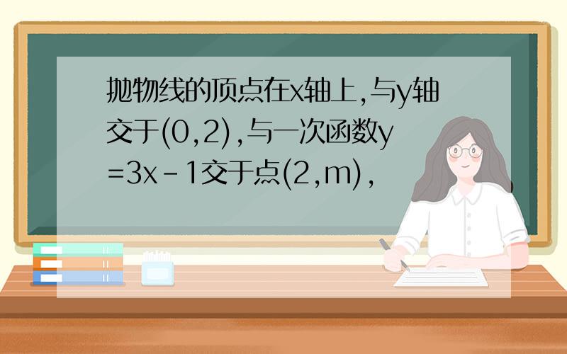 抛物线的顶点在x轴上,与y轴交于(0,2),与一次函数y=3x-1交于点(2,m),