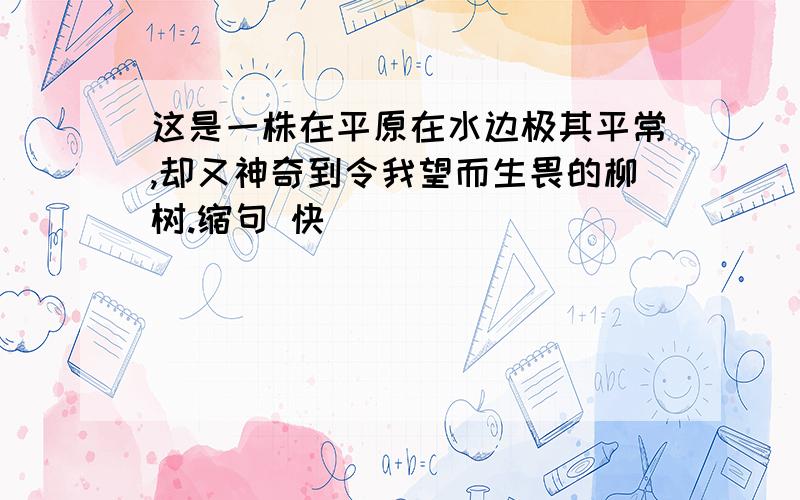 这是一株在平原在水边极其平常,却又神奇到令我望而生畏的柳树.缩句 快