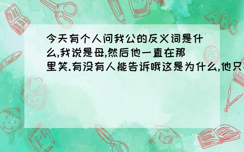 今天有个人问我公的反义词是什么,我说是母,然后他一直在那里笑.有没有人能告诉哦这是为什么,他只跟说银魂里有答案,求大神指教他只跟我说银魂里有答案，几百多集叫我怎么找T_T