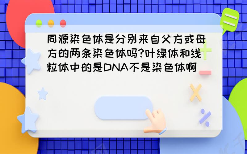 同源染色体是分别来自父方或母方的两条染色体吗?叶绿体和线粒体中的是DNA不是染色体啊