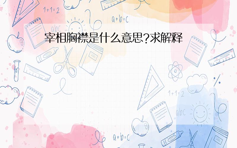 宰相胸襟是什么意思?求解释