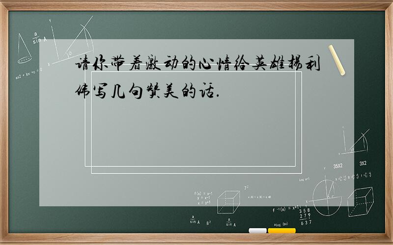 请你带着激动的心情给英雄杨利伟写几句赞美的话.