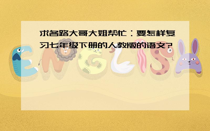 求各路大哥大姐帮忙：要怎样复习七年级下册的人教版的语文?