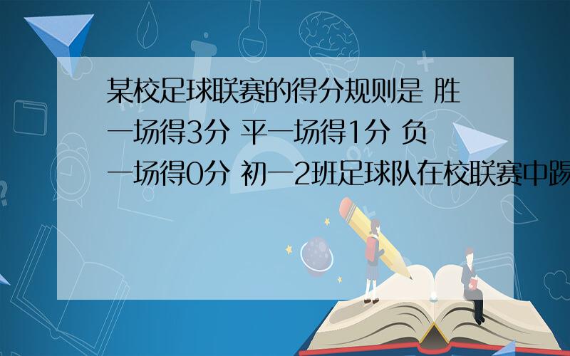 某校足球联赛的得分规则是 胜一场得3分 平一场得1分 负一场得0分 初一2班足球队在校联赛中踢了14场球 其中负了5场 共得19分 知道他们胜了多少场吗?