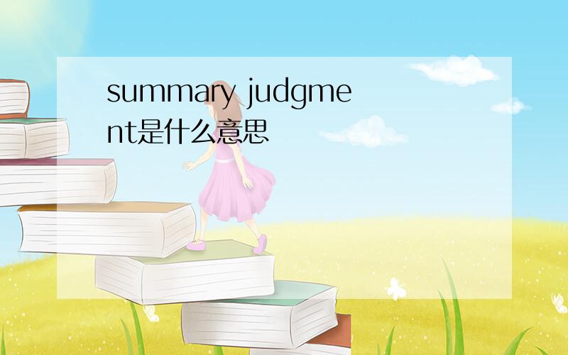 summary judgment是什么意思