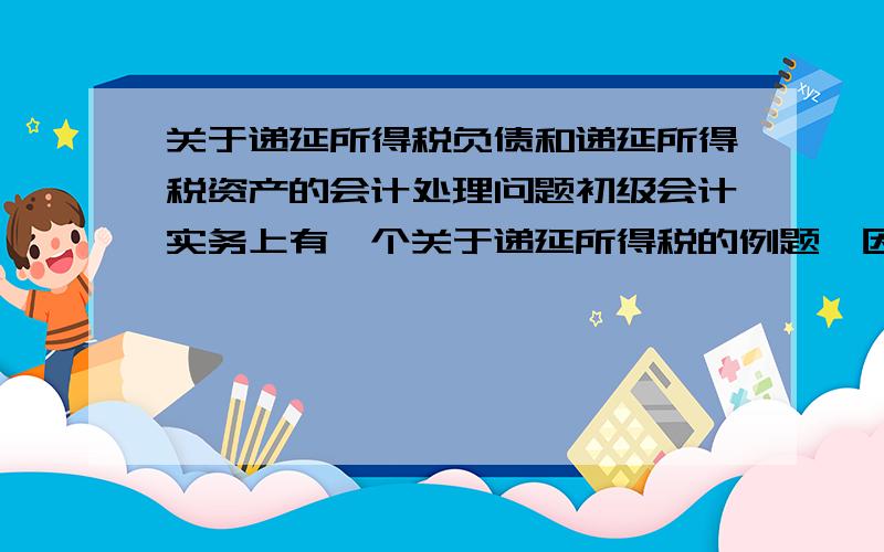 关于递延所得税负债和递延所得税资产的会计处理问题初级会计实务上有一个关于递延所得税的例题,因为只是一带而过,没有详细的说,所以有点看不懂.请高手指教例题如下：甲公司递延所得